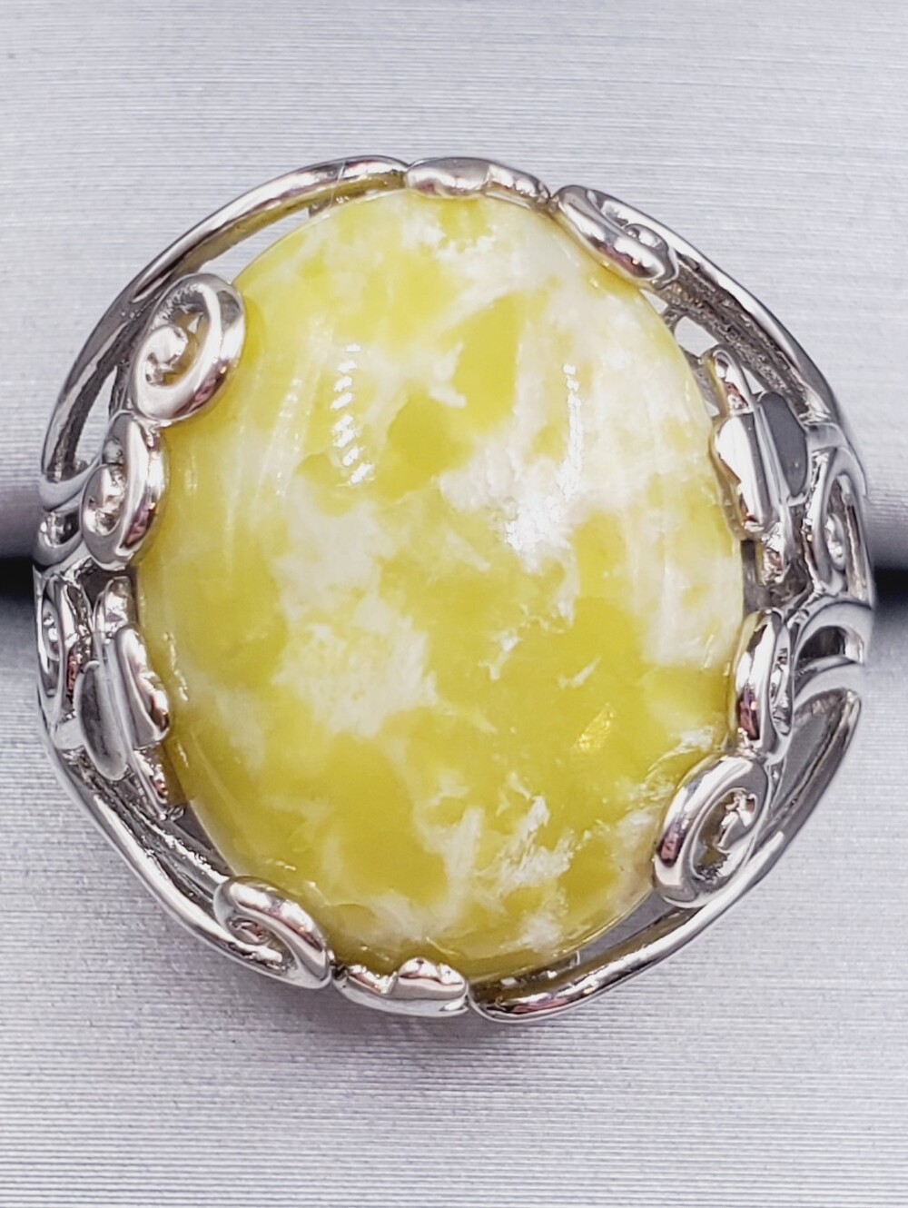 Connemara Marble 925 Sterling Silver 4 Leaf Clover Statement Ring